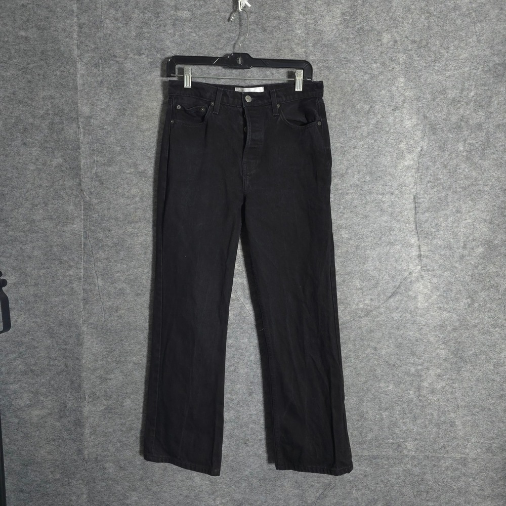Reformation Jordi Kick Flare Jeans Men 30 Black Button Fly High Rise Denim Pants